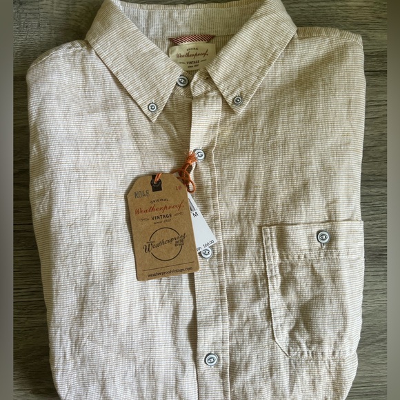 Weatherproof Vintage Linen/Cotton Short Sleeve Woven Shirt NWT - Picture 1 of 12